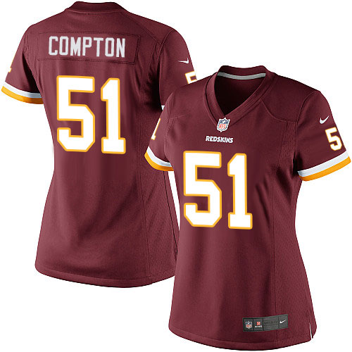 Women's Elite Will Compton Nike Jersey Burgundy Red Home - #51 NFL Washington Redskins